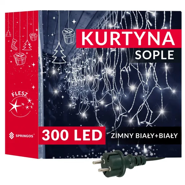 Лед-гирлянда «Водопад» Springos CL4038, 300 LED, холодный белый