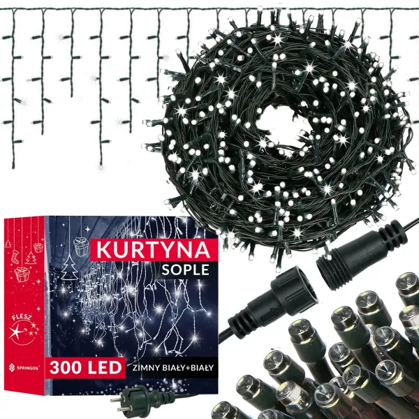 Лед-гирлянда «Водопад» Springos CL4038, 300 LED, холодный белый