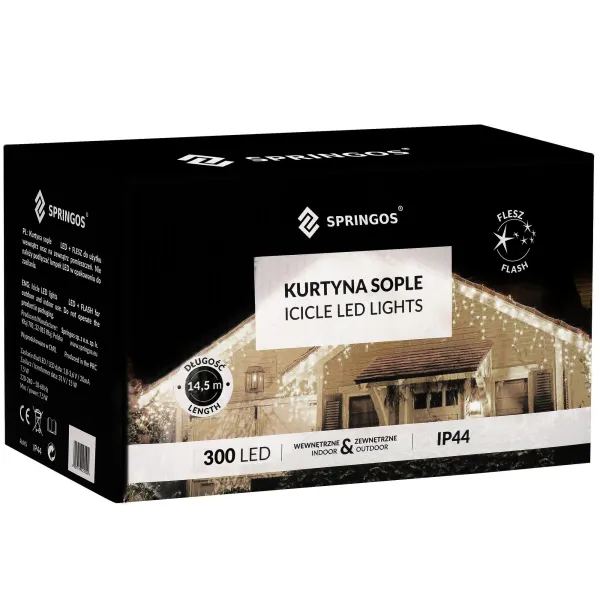Лед-гирлянда «Водопад» Springos CL4038, 300 LED, холодный белый