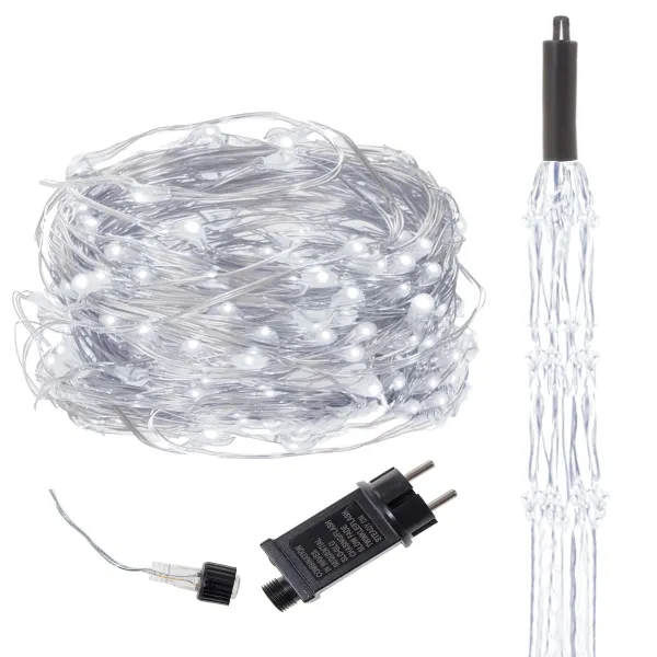 Новогодние огни Springos CL0094 300 LED на электричестве ангельские волосы холодный белый