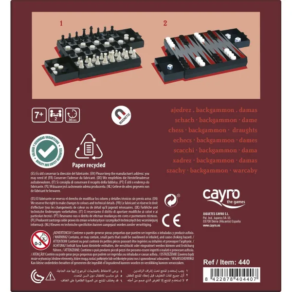 Backgammon Cayro Magnetic Chess Game of draughts