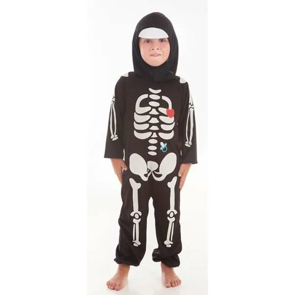 Kostiumas kūdikiams Skeleton Heart Juoda (2 Dalys)