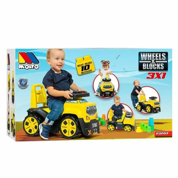 Trīsriteņi Moltó 3x1 Wheels & Blocks Dzeltens 89 cm 10 Daudzums