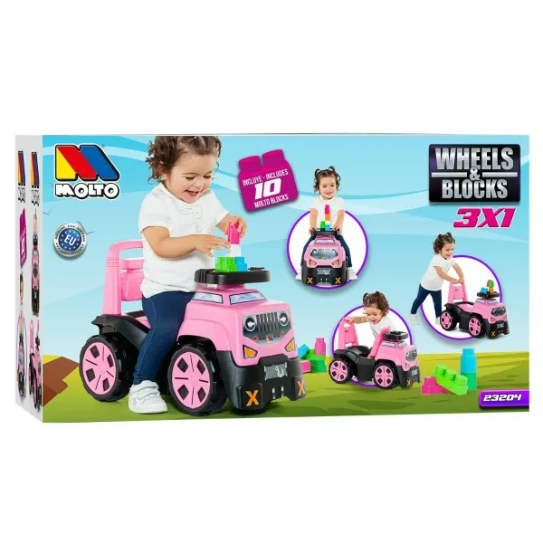 Trīsriteņi Moltó 3x1 Wheels & Blocks 10 Daudzums 89 cm Rozā