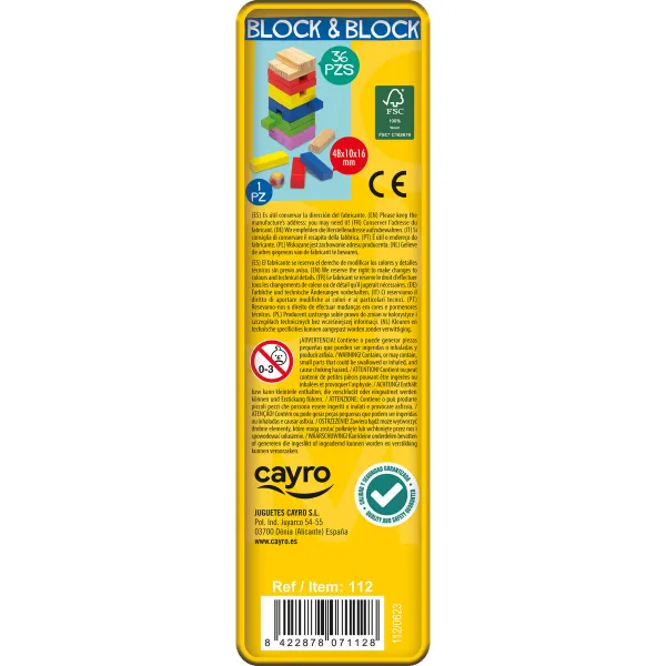 Игра на ловкость Cayro Block and block 36 Предметы