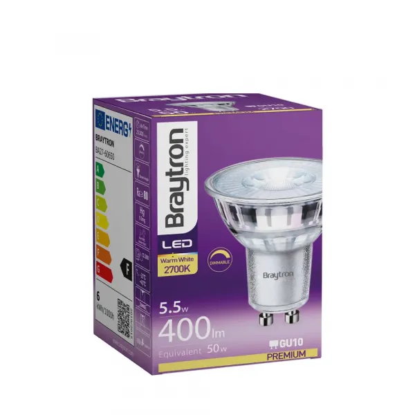 BRY-PREMIUM-5.5W-GU10-38D-DIM-GLS-2700K-LED BULB