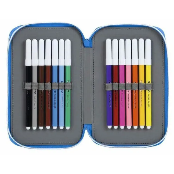 Double zīmuļu futrālis RCD Espanyol Zils Balts 12.5 x 19.5 x 4 cm (28 Daudzums)