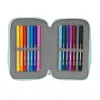 Double Pencil Case Moos Garden Turquoise 12.5 x 19.5 x 4 cm (28 Pieces)
