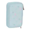Double Pencil Case Moos Garden Turquoise 12.5 x 19.5 x 4 cm (28 Pieces)