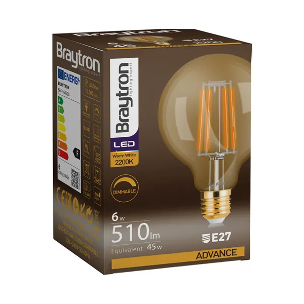 BRY-ADVANCE-6W-E27-G95-AMB-DIM-2200K-LED BULB