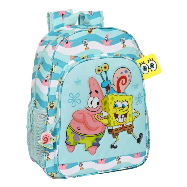 Koululaukku Spongebob Stay positive Sininen Valkoinen (33 x 42 x 14 cm)
