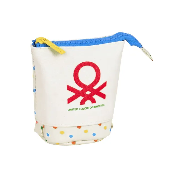 Koululaisen penaali lisätarvikkeilla Benetton Topitos Valkoinen (8 x 19 x 6 cm) (32 Kappaletta)