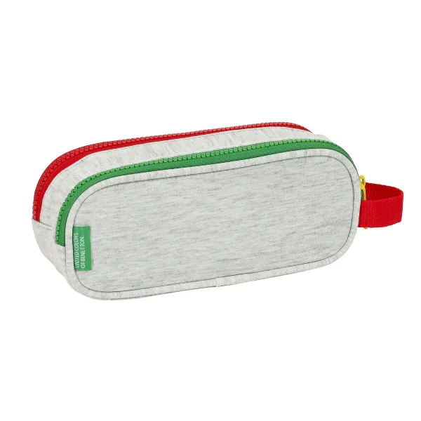 Divkāršs futrālis Benetton Pop Pelēks (21 x 8 x 6 cm)