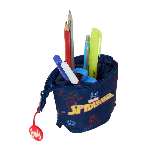 Zīmuļu Penālis Spider-Man Neon Tumši Zils 8 x 19 x 6 cm