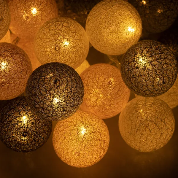 Cotton balls Springos CL0155, 50 LED, koristevaloketju, verkkovirtakäyttöinen, grafiitinvalkoinen