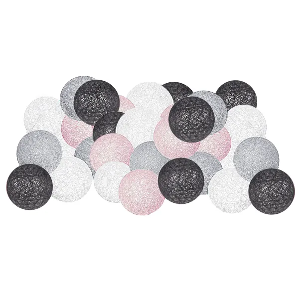 Cotton balls Springos CL0155, 50 LED, dekoratiivne valguskett, elektritoitega, grafiitvalged