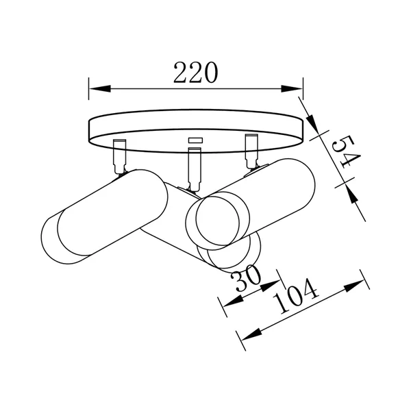 BRY-G002C-3H-3xGU10-GLD-BLC-CEILING LIGHT