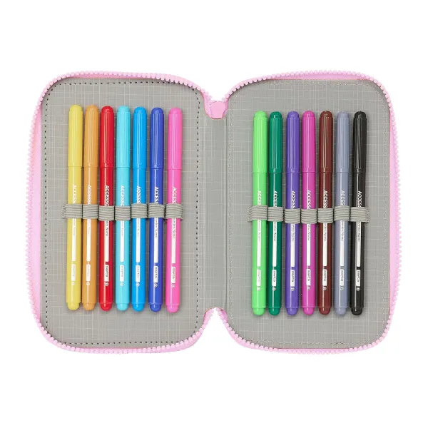 Triple Pencil Case Frozen Cool days Violet Sky blue 12,5 x 19,5 x 5,5 cm 36 Pieces