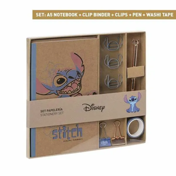 Set de Papetărie Stitch Mėlyna 10 Dalys (6 Dalys)