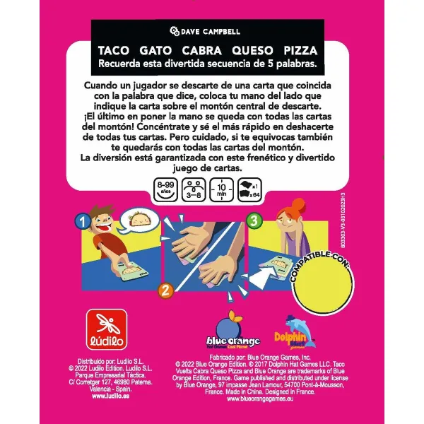 Edukacinis žaidimas Lúdilo Taco, Vuelta, Cabra, Queso, Pizza