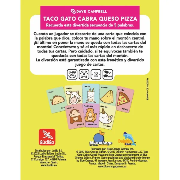 Educational Game Lúdilo Taco, Gato, Cabra, Queso, Pizza