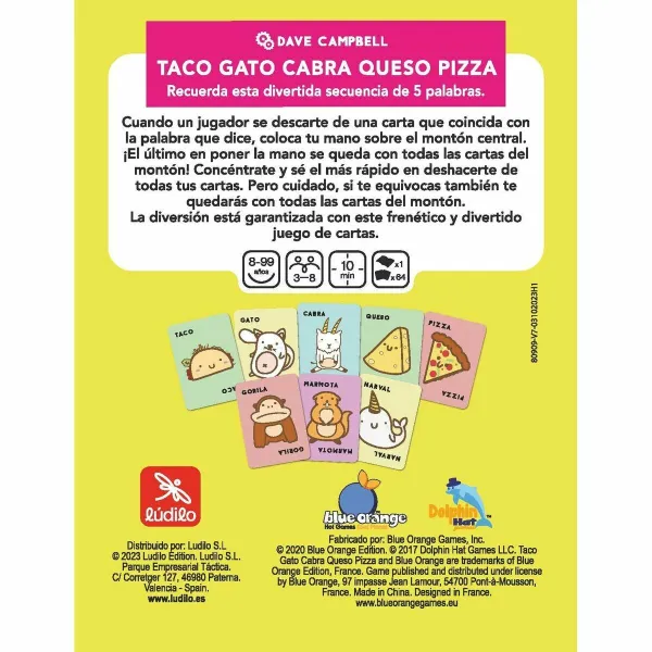 Edukacinis žaidimas Lúdilo Taco, Gato, Cabra, Queso, Pizza