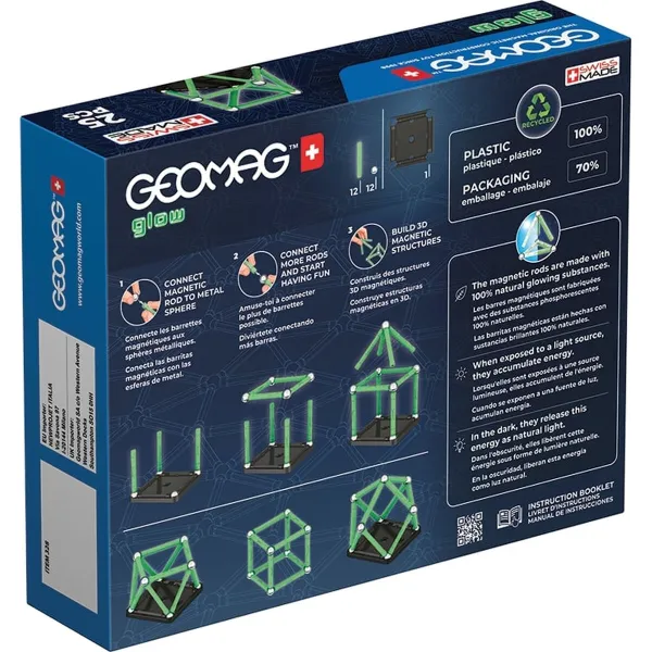 Playset Geomag Glow Recycled 25 Dalys
