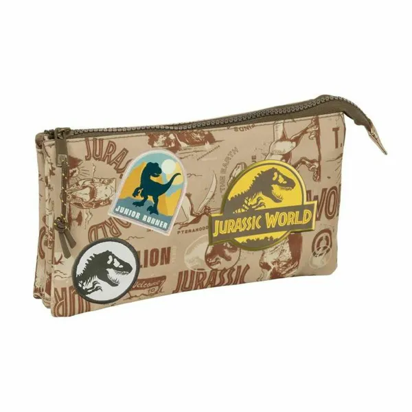 Kolmilokeroinen laukku Jurassic World Beige 22 x 12 x 3 cm