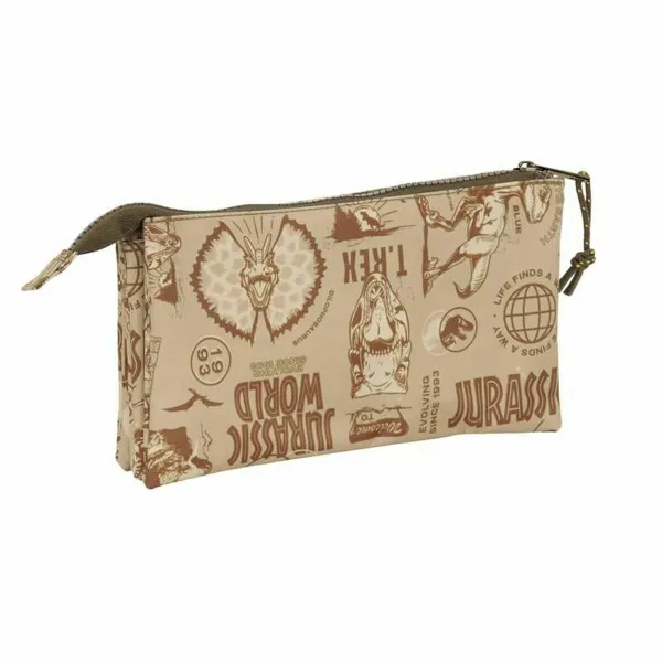 Kolmilokeroinen laukku Jurassic World Beige 22 x 12 x 3 cm
