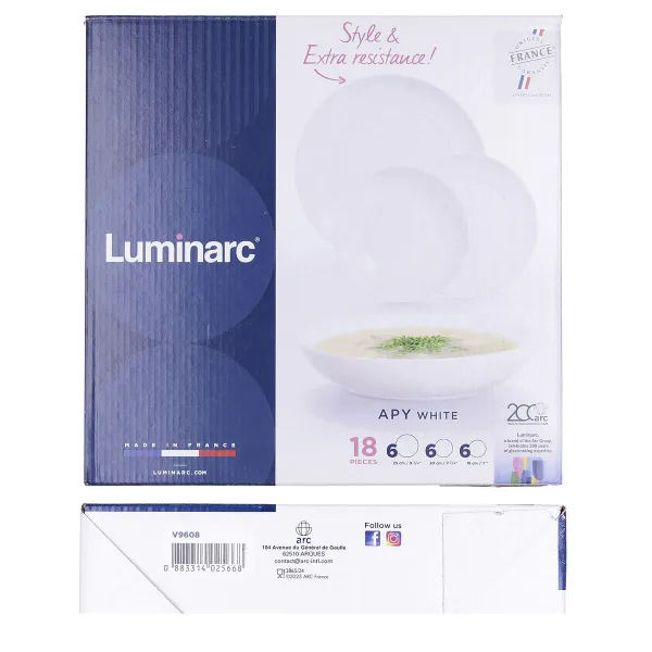 Māla trauki Luminarc Apy Balts Stikls 18 Daudzums