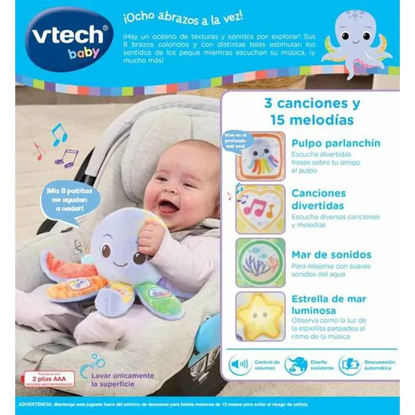 Pehmolelu Vtech Teksiili Mustekala 20,5 x 17,6 x 11 cm