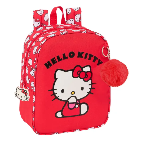 Skolas soma Hello Kitty Iconic Balts Sarkans 22 x 27 x 10 cm