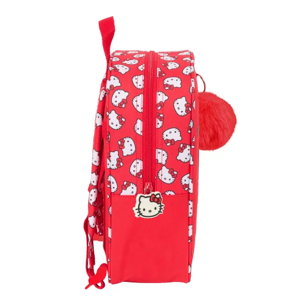 Skolas soma Hello Kitty Iconic Balts Sarkans 22 x 27 x 10 cm