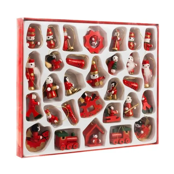 WOODEN HANGINGS / CHRISTMAS TREE BALLS 30 pcs