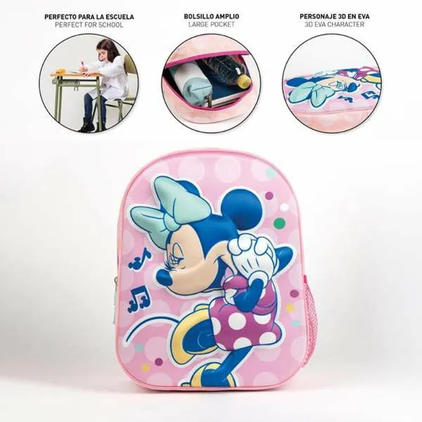 3D skolas soma Minnie Mouse Rozā 25,0 x 31,0 x 10,0 cm
