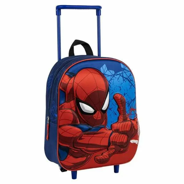 3D mokyklinis krepšys su ratukais Spider-Man Mėlyna 25,0 x 31,0 x 10,0 cm