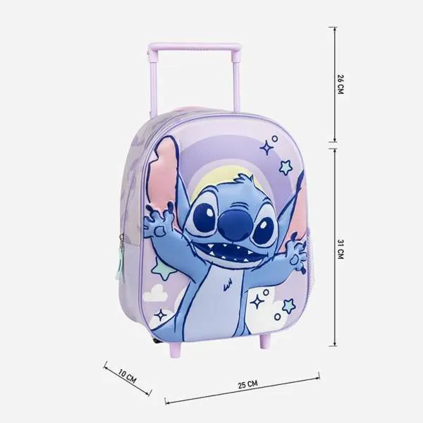 Школьный рюкзак 3D с колесиками Stitch Лиловый 25,0 x 31,0 x 10,0 cm