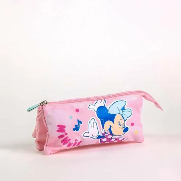 Kolmilokeroinen laukku Minnie Mouse Pinkki 2,2 x 1,1 x 22,5 cm