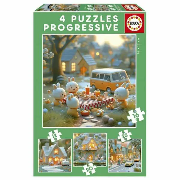 Puzzle Educa Rabbit 12 Pieces 16 Pieces 20 Pieces 25 Pieces (4 Units)