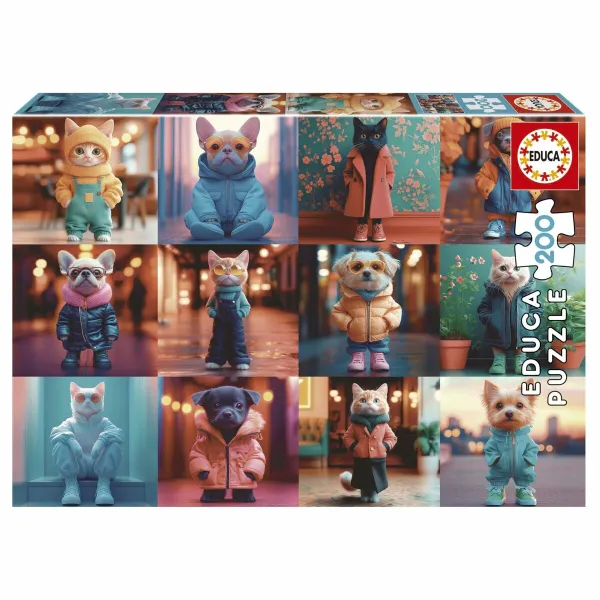Puzle un domino komplekts Educa 20219 Fashion Animals 200 Daudzums