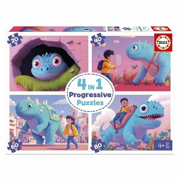 Набор из 4 пазлов Educa Friendly Dinosaurs