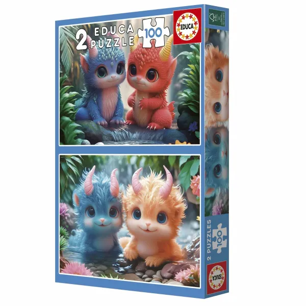 Palapeli Educa Adorable Monsters 100 Kappaletta (2 osaa)