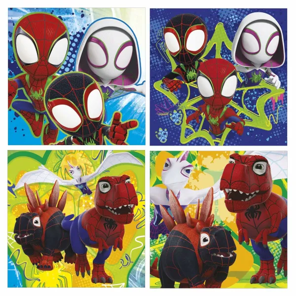 4 Pusle Komplekt Educa Dino Spidey 12 Tükid, osad 16 Tükid, osad 20 Tükid, osad 25 Tükid, osad (4 Ühikut)
