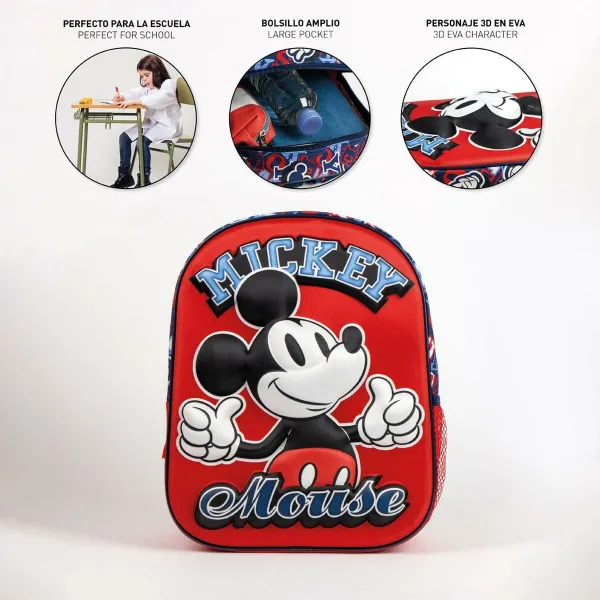 Skolas soma Mickey Mouse Sarkans 25,0 x 31,0 x 10,0 cm