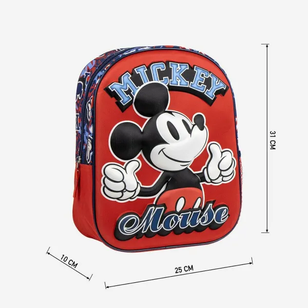 Skolas soma Mickey Mouse Sarkans 25,0 x 31,0 x 10,0 cm