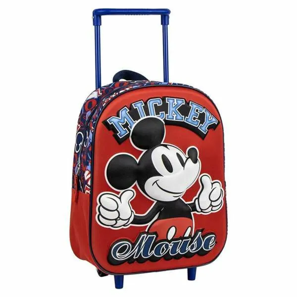 Школьный рюкзак с колесиками Mickey Mouse Красный 25,0 x 31,0 x 10,0 cm 3D
