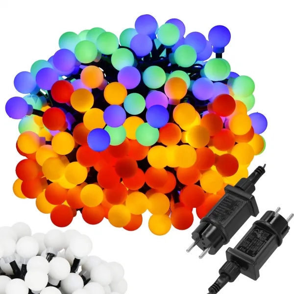 Ziemassvētku lampiņas Springos CL4051 200 LED bumbiņas multikrāsu ar programmu vadītāju