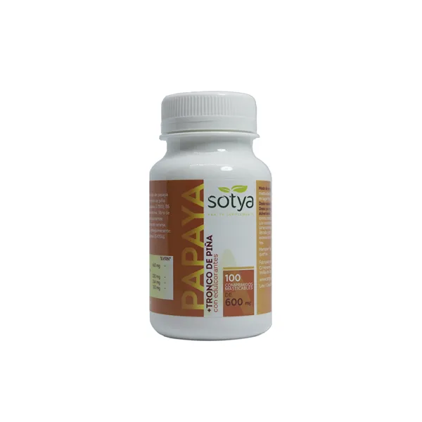 Sotya Papaya Tronco De Piña 600 Mg 100 Comp