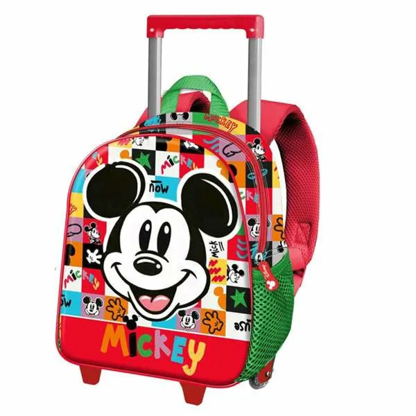 Mokyklinė kuprinė su ratukais Mickey Mouse Mood Raudona Žalia 26 x 13 x 34 cm