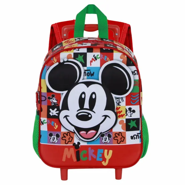 Mokyklinė kuprinė su ratukais Mickey Mouse Mood Raudona Žalia 26 x 13 x 34 cm